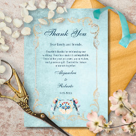 Elegant Blue Mexican Baroque Hummingbird Wedding サンキューカード