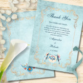 Elegant Blue Mexican Baroque Hummingbird Wedding サンキューカード