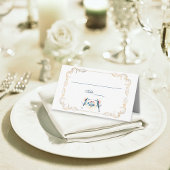Elegant Blue Mexican Baroque Hummingbird Wedding プレイスカード
