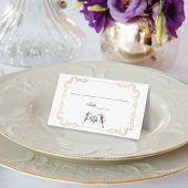 Elegant Blue Mexican Baroque Hummingbird Wedding プレイスカード