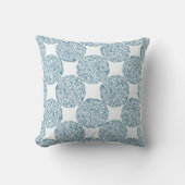 Elegant Blue Midnight Baroque Bloom Throw Pillow クッション (正面)