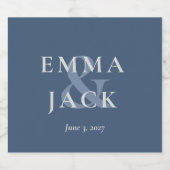 Elegant Blue Minimalist ampersand Wedding  スパークリングワインラベル (シングルラベル)