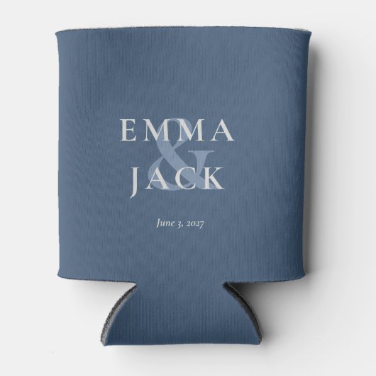 Elegant Blue Minimalist ampersand Wedding 缶クーラー (正面)