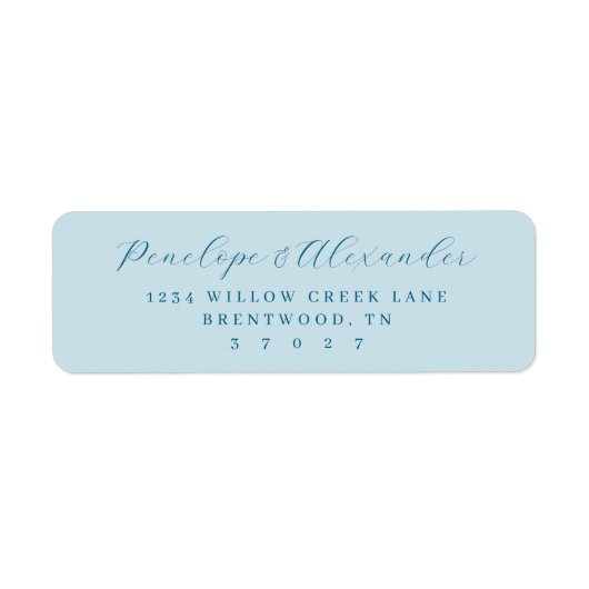 Elegant Blue Minimalist Calligraphy ラベル (正面)