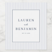 Elegant Blue Minimalist Stripes ワインラベル (シングルラベル)