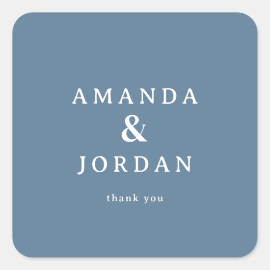 Elegant Blue Minimalist Thank You スクエアシール (正面)