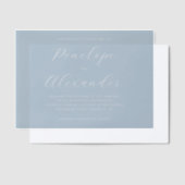 Elegant Blue Minimalist Wedding Invitation ベラム紙招待状 (オフセット)