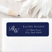 Elegant Blue Monogram Return Address ラベル (インサイチュ)