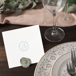 Elegant Blue Monogram Wedding Cocktail Napkin スタンダードカクテルナプキン