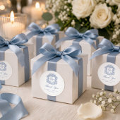 Elegant Blue Monogram Wedding Crest Thank You ラウンドシール