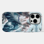 Elegant blue mountains chinoiserie monogram Case-Mate iPhoneケース (裏面 (横))