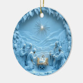 Elegant Blue Nativity Scene Christmas Ornament セラミックオーナメント (左)