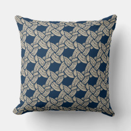 Elegant Blue Navy Knotwork Vintage Pattern クッション