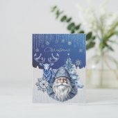 Elegant Blue Nordic Santa Christmas Cheer シーズンカード (スタンド正面)