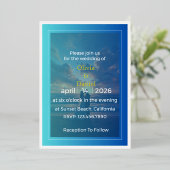 Elegant Blue Ocean Foil Wedding Invitation 箔招待状 (立ち正面)