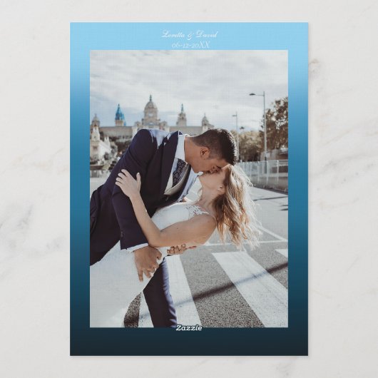 Elegant Blue Ombre Romantic Monarch Butterfly 招待状 (裏面)