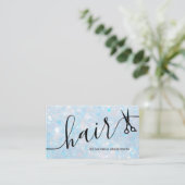 Elegant Blue Opal Glitter Hair Script Scissors 名刺 (スタンド正面)