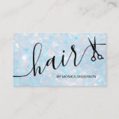 Elegant Blue Opal Glitter Hair Script Scissors 名刺 (正面)