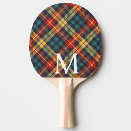 Elegant blue & orang tartan plaid Monogram 卓球ラケット