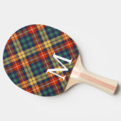 Elegant blue & orang tartan plaid Monogram 卓球ラケット (横)