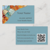 Elegant Blue Orange Stained Glass Business Card 名刺 (正面/裏面)