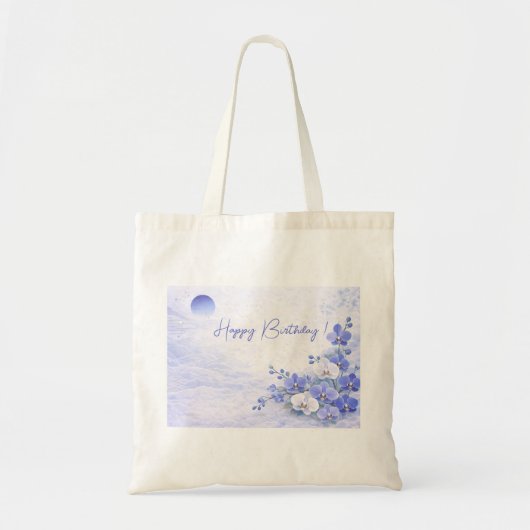 Elegant Blue Orchid Birthday トートバッグ (正面)