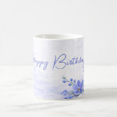 Elegant Blue Orchid Birthday Mug コーヒーマグカップ (中央)