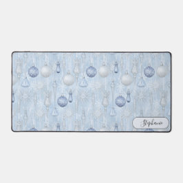 Elegant Blue Ornament Pattern Desk Mat Custom デスクマット