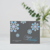 Elegant Blue Ornamental Christmas Flowers Modern シーズンポストカード (スタンド正面)