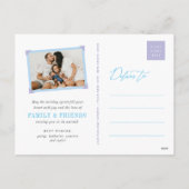 Elegant Blue Ornamental Christmas Flowers Modern シーズンポストカード (裏面)