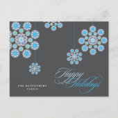 Elegant Blue Ornamental Christmas Flowers Modern シーズンポストカード (正面)