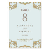 Elegant Blue Ornate Baroque Christian Wedding  テーブルナンバー (裏面)