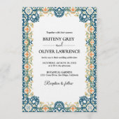 Elegant Blue Papel Picado weeding 招待状 (正面)