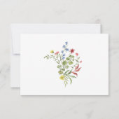 Elegant Blue Pastel Wildflower Border Wedding 出欠カード (裏面)