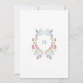 Elegant Blue Pastel Wildflower Crest Bridal Shower 招待状 (裏面)