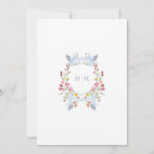 Elegant Blue Pastel Wildflower Regal Crest Wedding 招待状 (裏面)