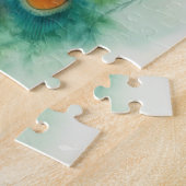 Elegant Blue Peacock Pink Flowers ジグソーパズル (側面)