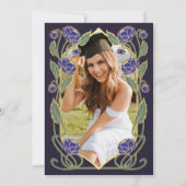 Elegant Blue Peony Art Nouveau Graduation Party 招待状 (裏面)