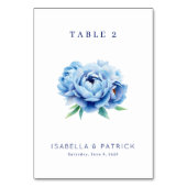 Elegant Blue Peony Table Number テーブルナンバー (裏面)