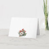 Elegant Blue Photo Holly Red Berries Poinsettia カード (裏面)