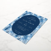 Elegant Blue Pine Tree Wedding Invitation 箔招待状 (回転した状態)