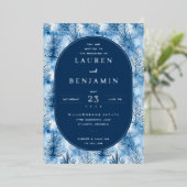 Elegant Blue Pine Tree Wedding Invitation 箔招待状 (立ち正面)