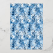Elegant Blue Pine Tree Wedding Invitation 箔招待状 (裏面)