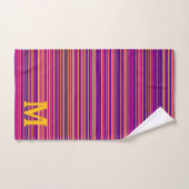 Elegant blue pink and yellow stripes monogram バスタオルセット (ハンドタオル)