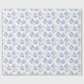 Elegant Blue & Pink Toile Christmas Ornaments Wrap ラッピングペーパー (フラット)