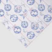 Elegant Blue & Pink Toile Christmas Ornaments Wrap 薄葉紙 (詳細)