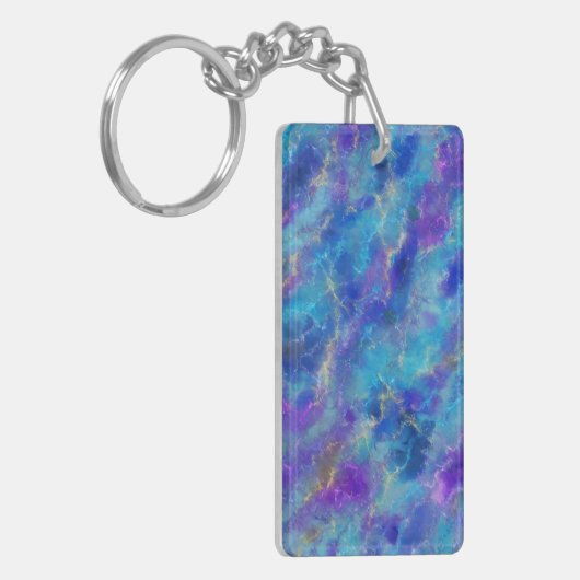 Elegant Blue, Purple, and Gold Marble Pattern キーホルダー (正面左)