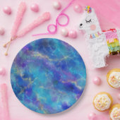 Elegant Blue, Purple, and Gold Marble Pattern ペーパープレート (パーティー)