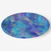 Elegant Blue, Purple, and Gold Marble Pattern ペーパープレート (アングル)