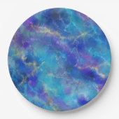 Elegant Blue, Purple, and Gold Marble Pattern ペーパープレート (正面)